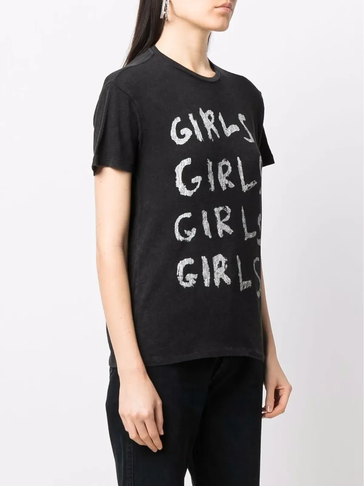 R13 slogan-print short-sleeved T-shirt - Black - 画像3