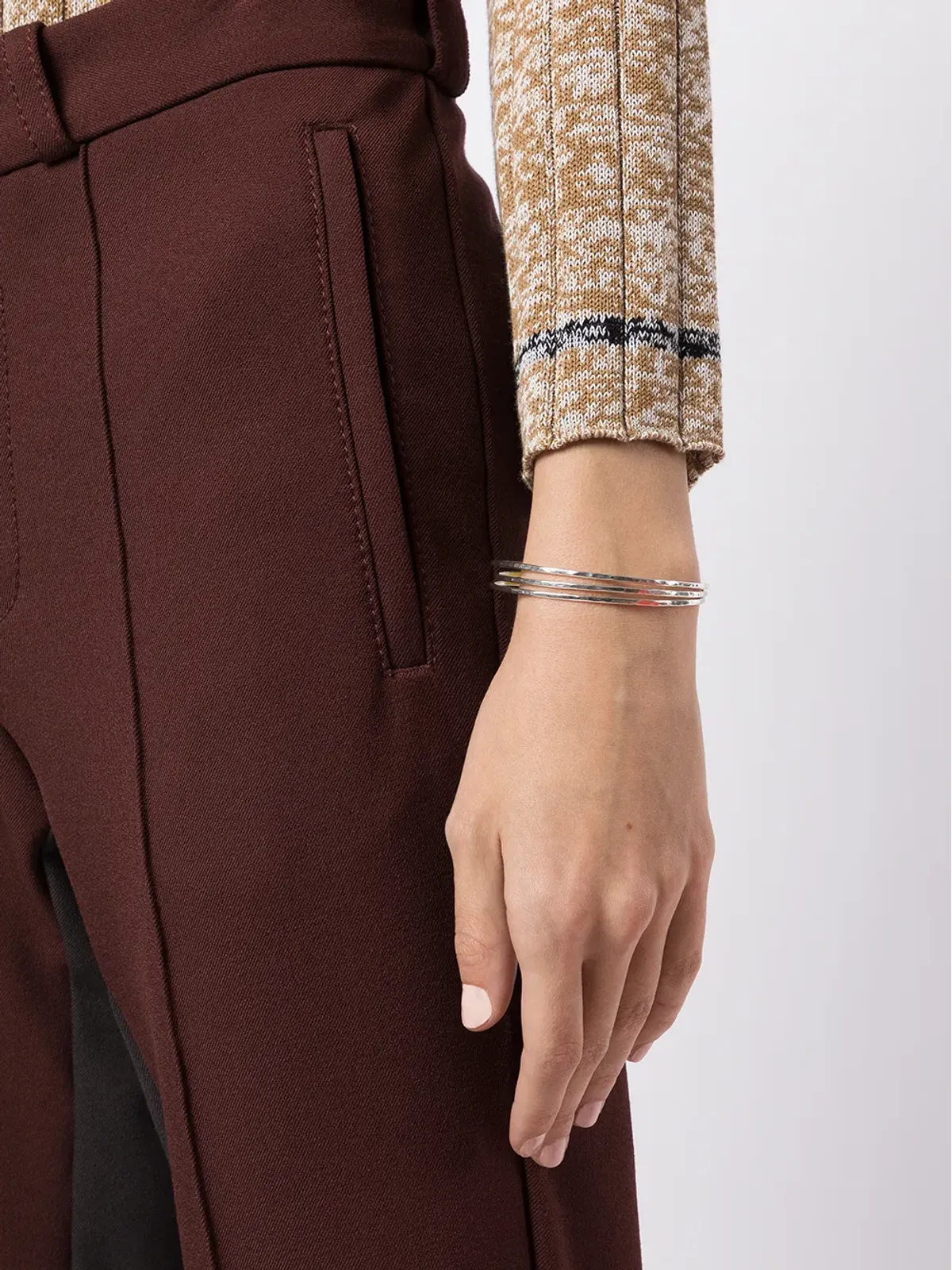 DOWER AND HALL hammered nomad bangle set - Silver - 画像2