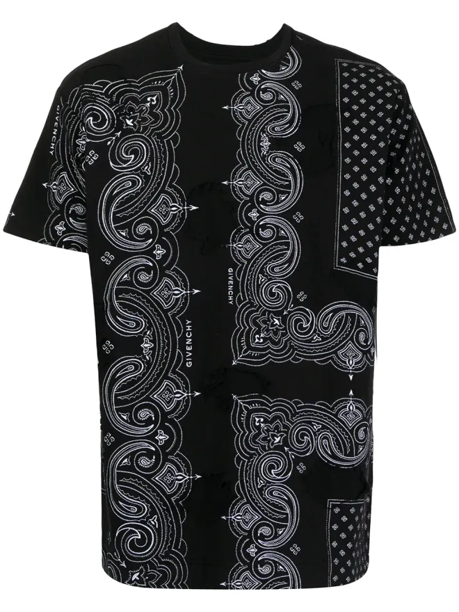 Givenchy Givenchy ダメージ加工風 バンダナ柄 Tシャツ ブラックの商品画像