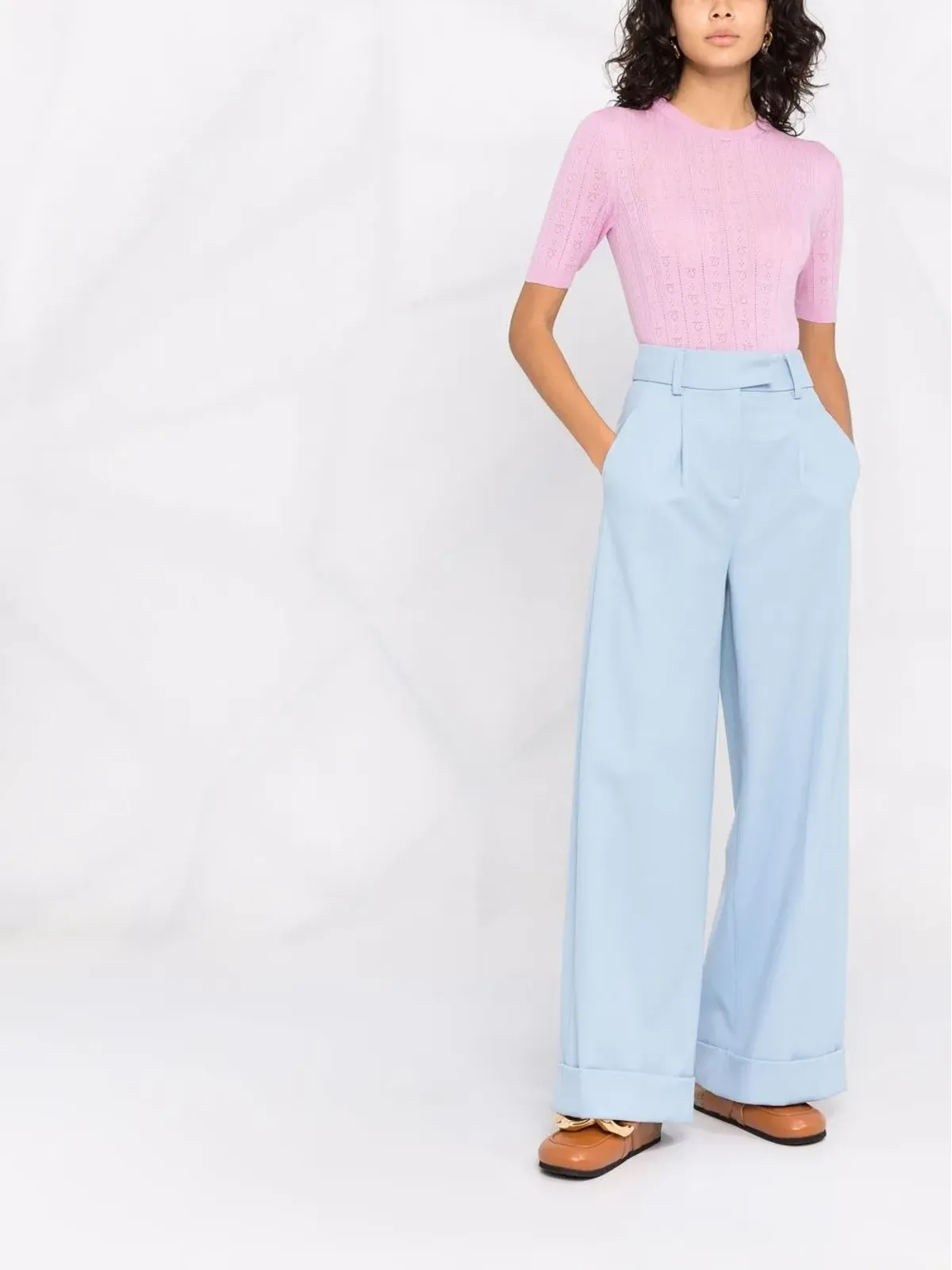 Ferragamo Gancini-pattern 半袖ニットトップ - ピンク - 画像2