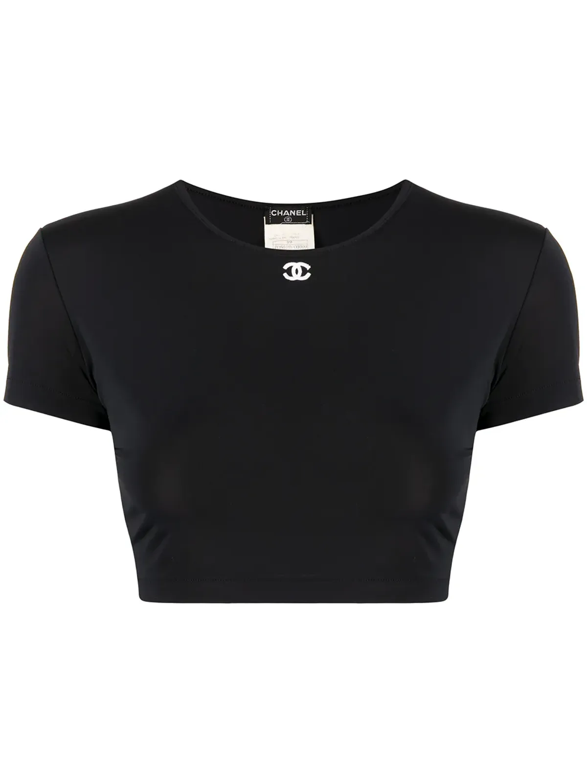 CHANEL ビンテージ 1995 ロゴ入り クロップド Tシャツ - ブラック - 画像1