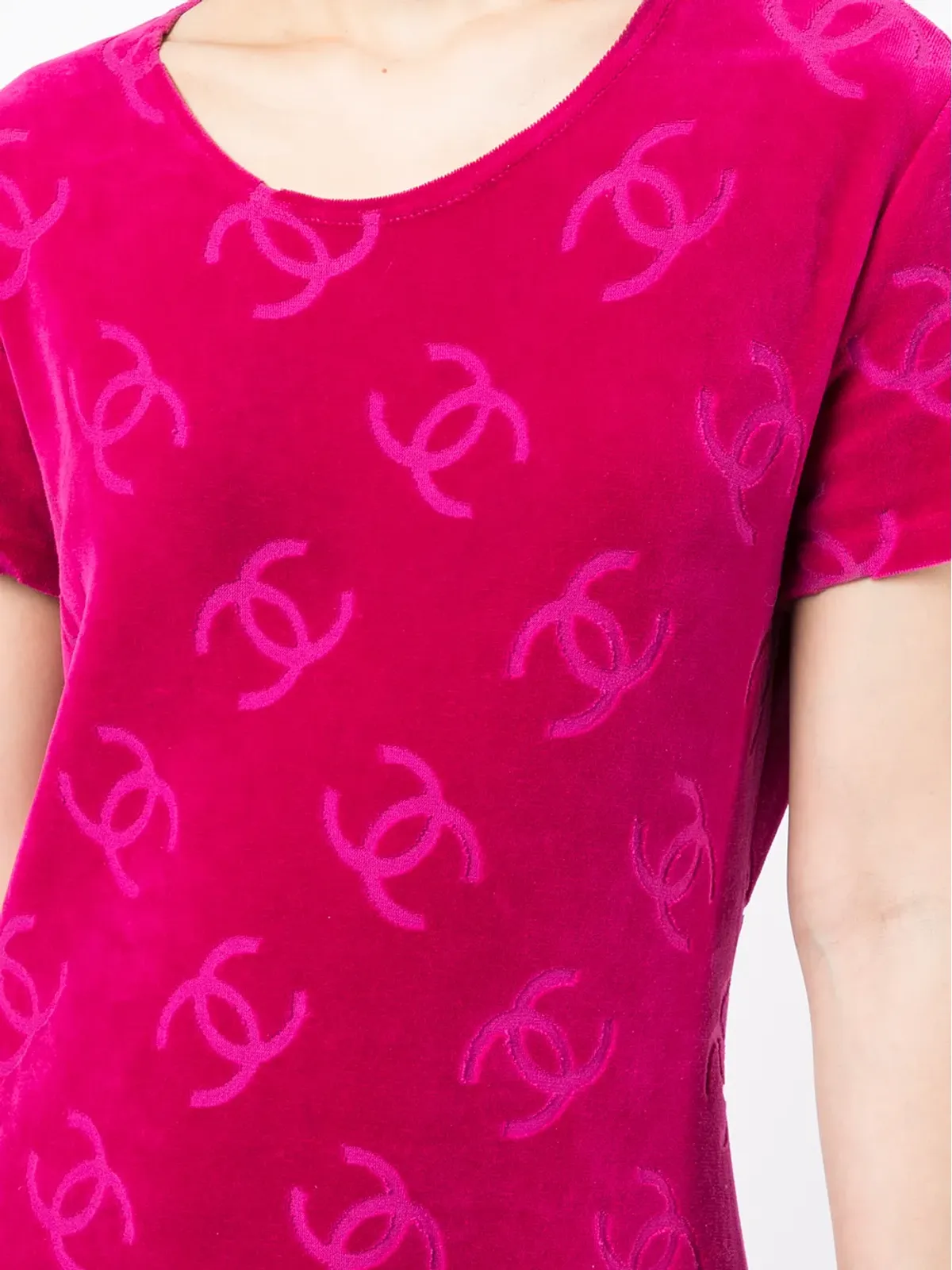 CHANEL Pre-Owned 1996 CCプリント Tシャツドレス - ピンク - 画像5