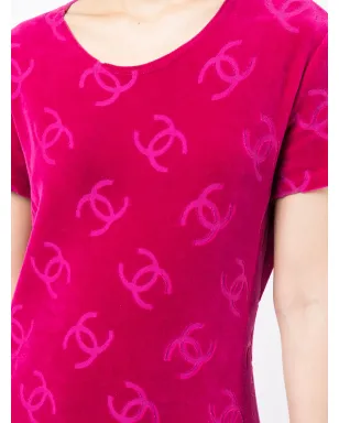 CHANEL Pre-Owned 1996 CCプリント Tシャツドレス - ピンク - サムネイル5