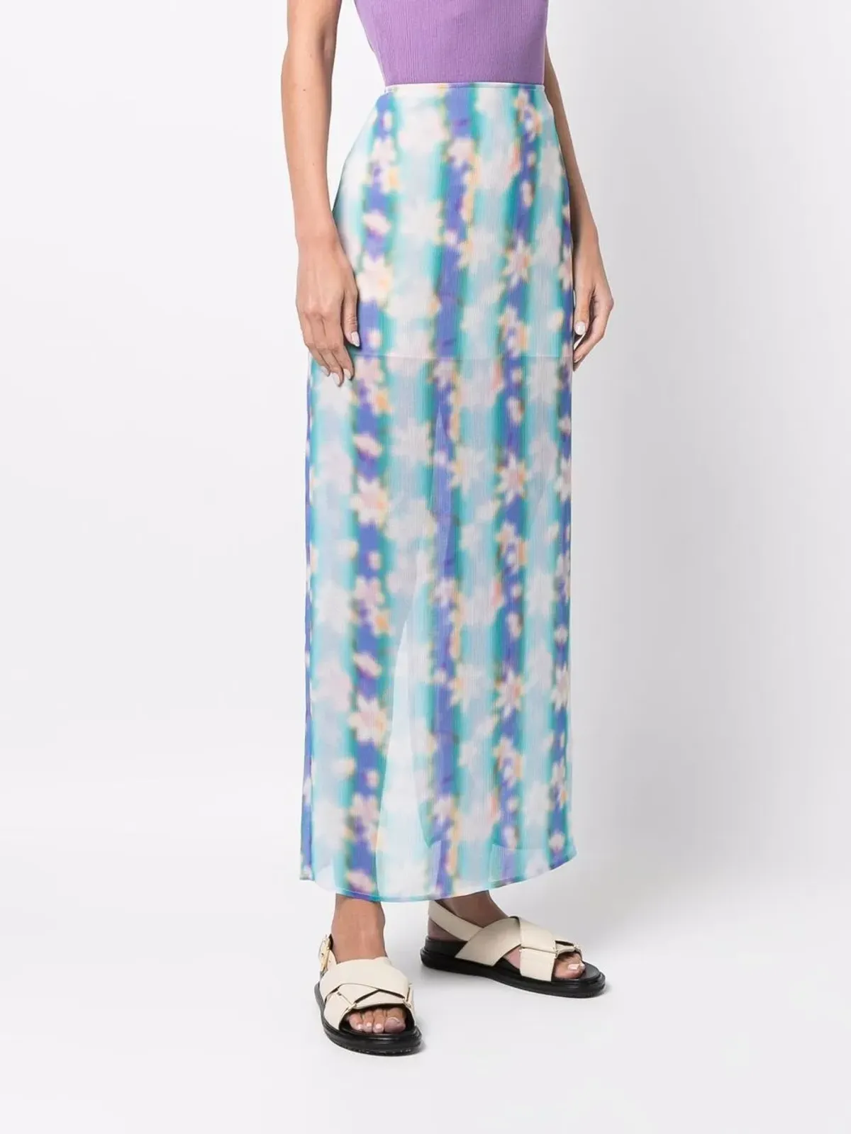 Nina Ricci 花柄プリントのストレートマキシスカート - 画像3