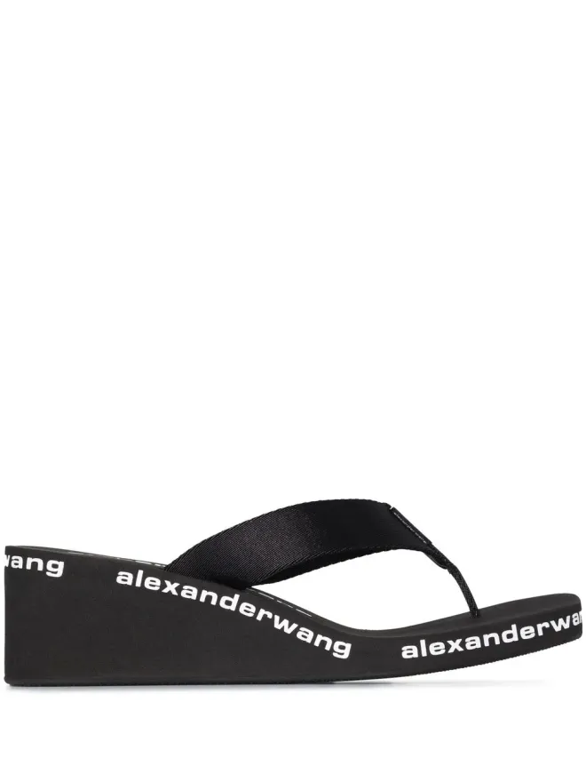 Alexander Wang Alexander Wang ロゴプリント ウェッジ フリップフロップ - ブラックの商品画像
