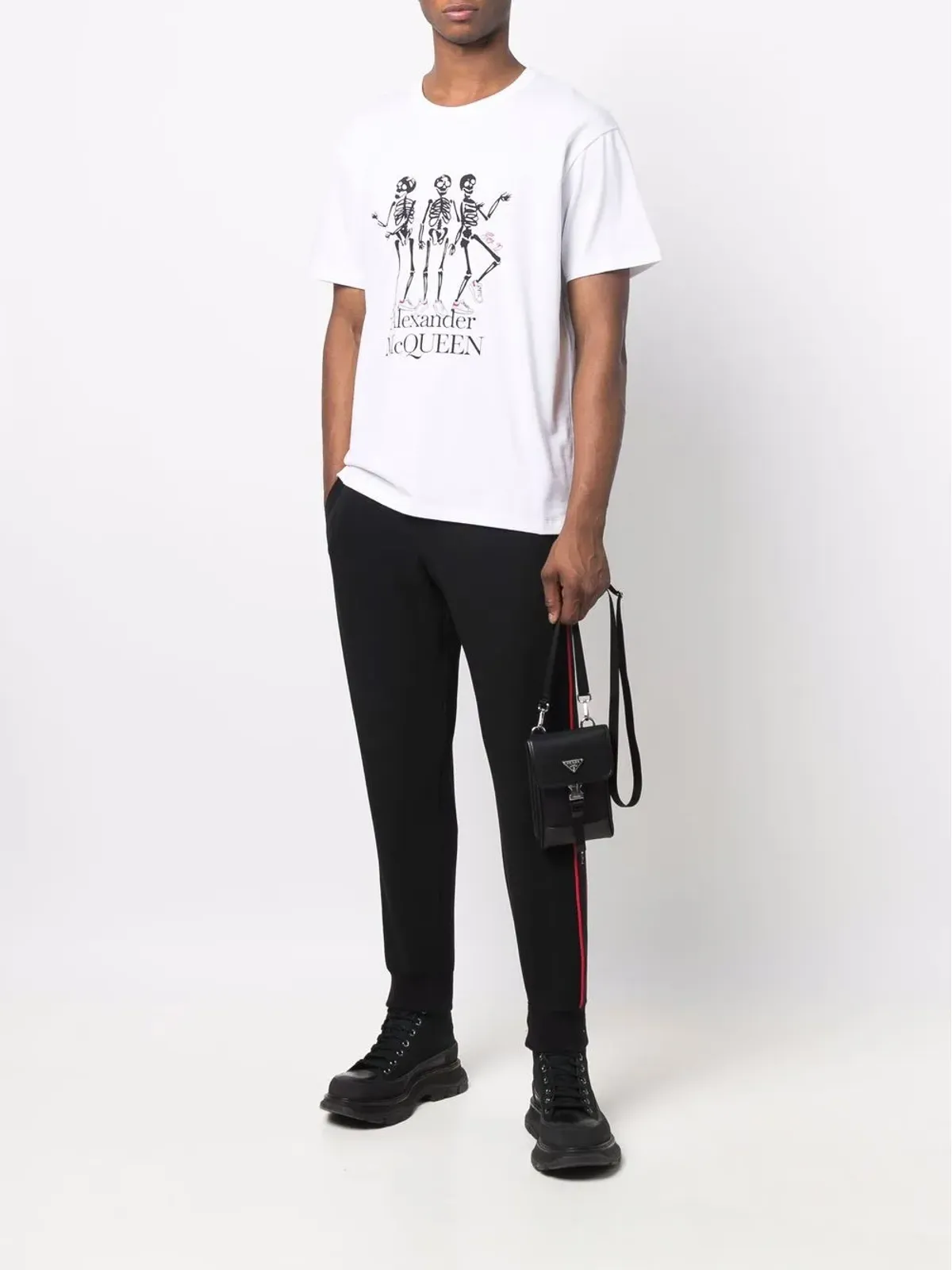 Alexander McQueen スケルトンプリント半袖Tシャツ - ホワイト - 画像2