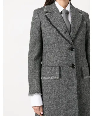 Thom Browne フリンジ状トリムのシングルブレストコート - グレー - サムネイル5