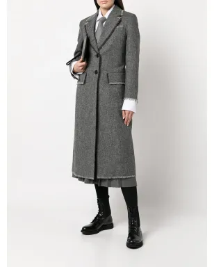 Thom Browne フリンジ状トリムのシングルブレストコート - グレー - サムネイル2
