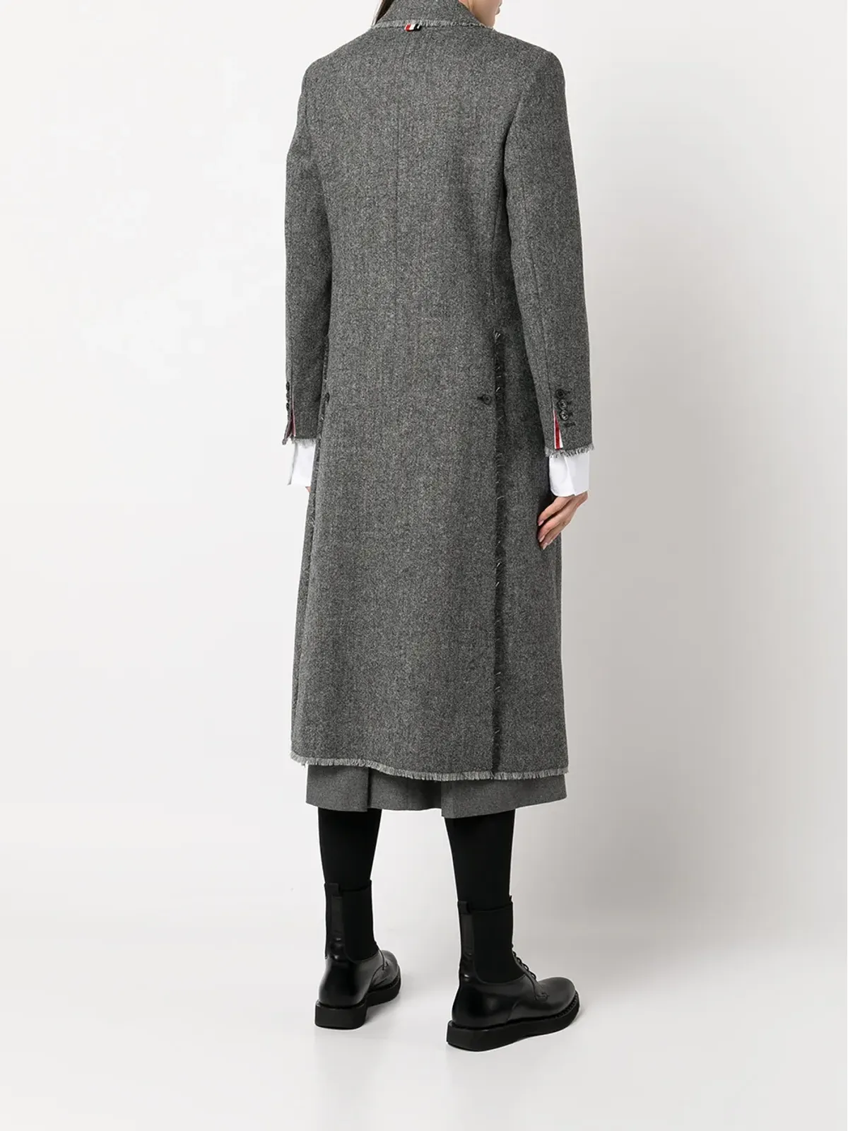 Thom Browne フリンジ状トリムのシングルブレストコート - グレー - 画像4