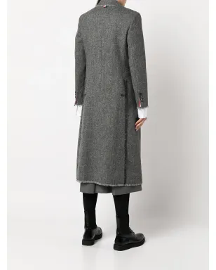 Thom Browne フリンジ状トリムのシングルブレストコート - グレー - サムネイル4