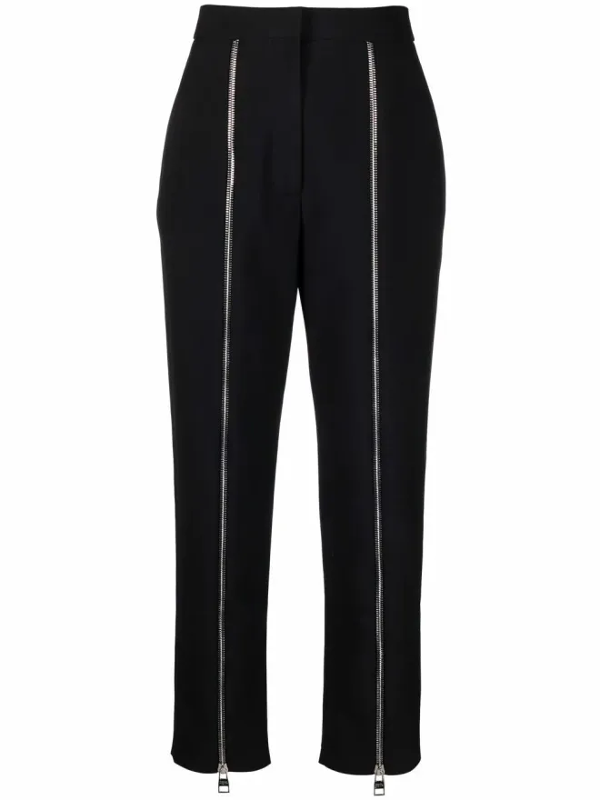 Alexander McQueen Alexander McQueen ジップディテール ハイウエストパンツ ブラックの商品画像
