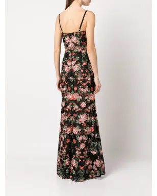 Marchesa Notte 刺繍入りフローラルイブニングドレス - サムネイル4