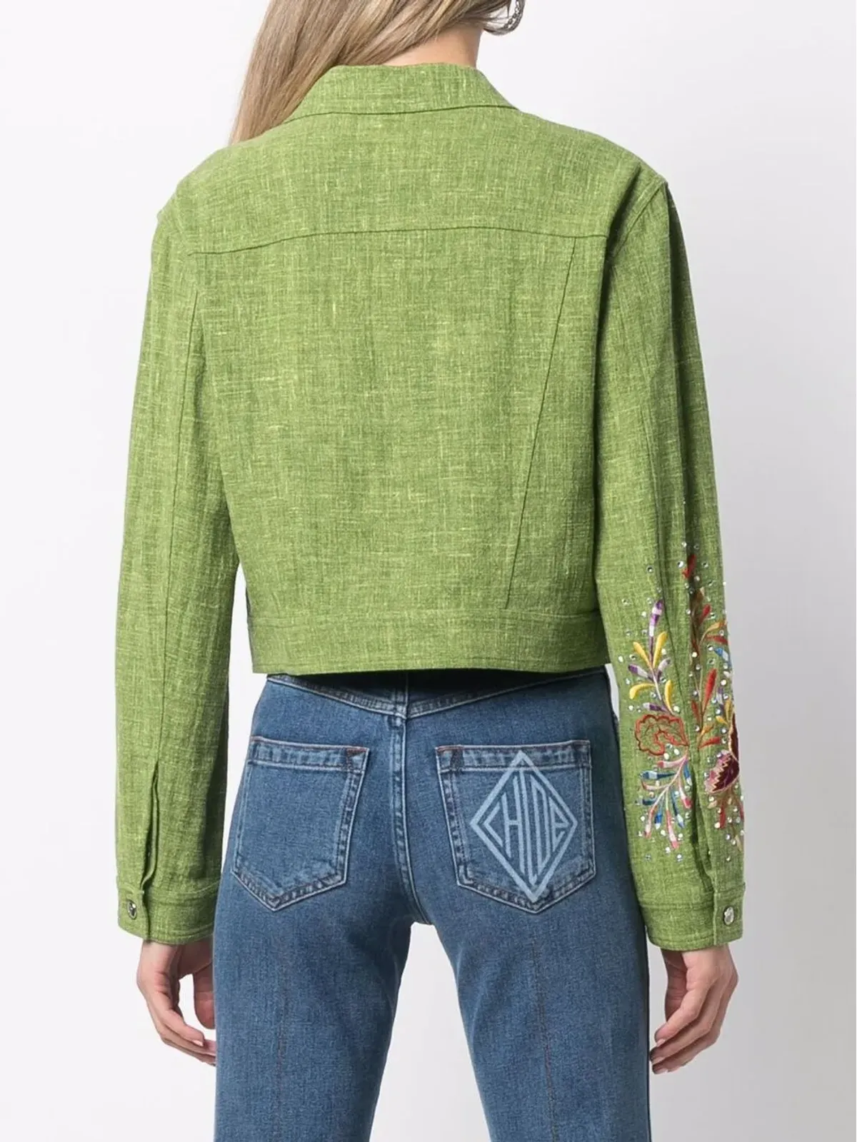Christian Dior Pre-Owned 刺繍モチーフのクロップドジャケット - グリーン - 画像4
