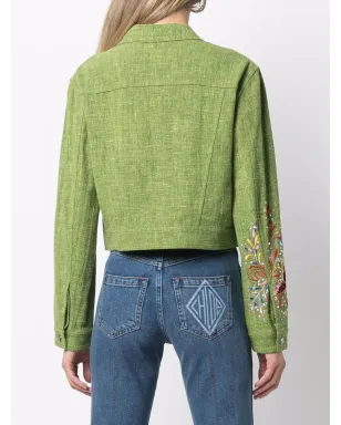 Christian Dior Pre-Owned 刺繍モチーフのクロップドジャケット - グリーン - サムネイル4