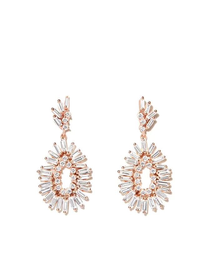 Suzanne Kalan Suzanne Kalan 18Kローズゴールド ダイヤモンド ドロップ イヤリングの商品画像