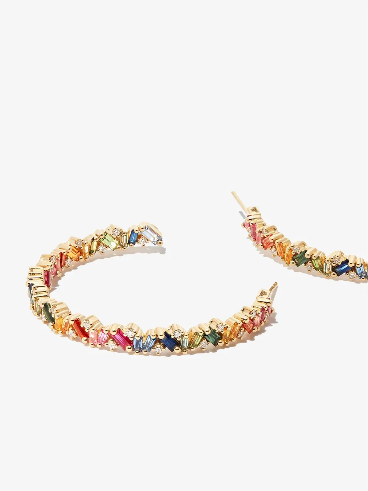 Suzanne Kalan 18kt イエローゴールド サファイア フープイヤリング - 画像2
