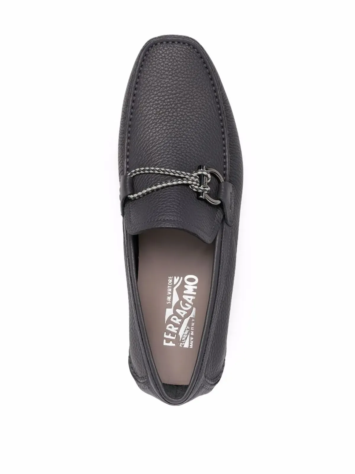 Ferragamo ガンチーニ シボ入りレザー ドライビングシューズ - 画像4