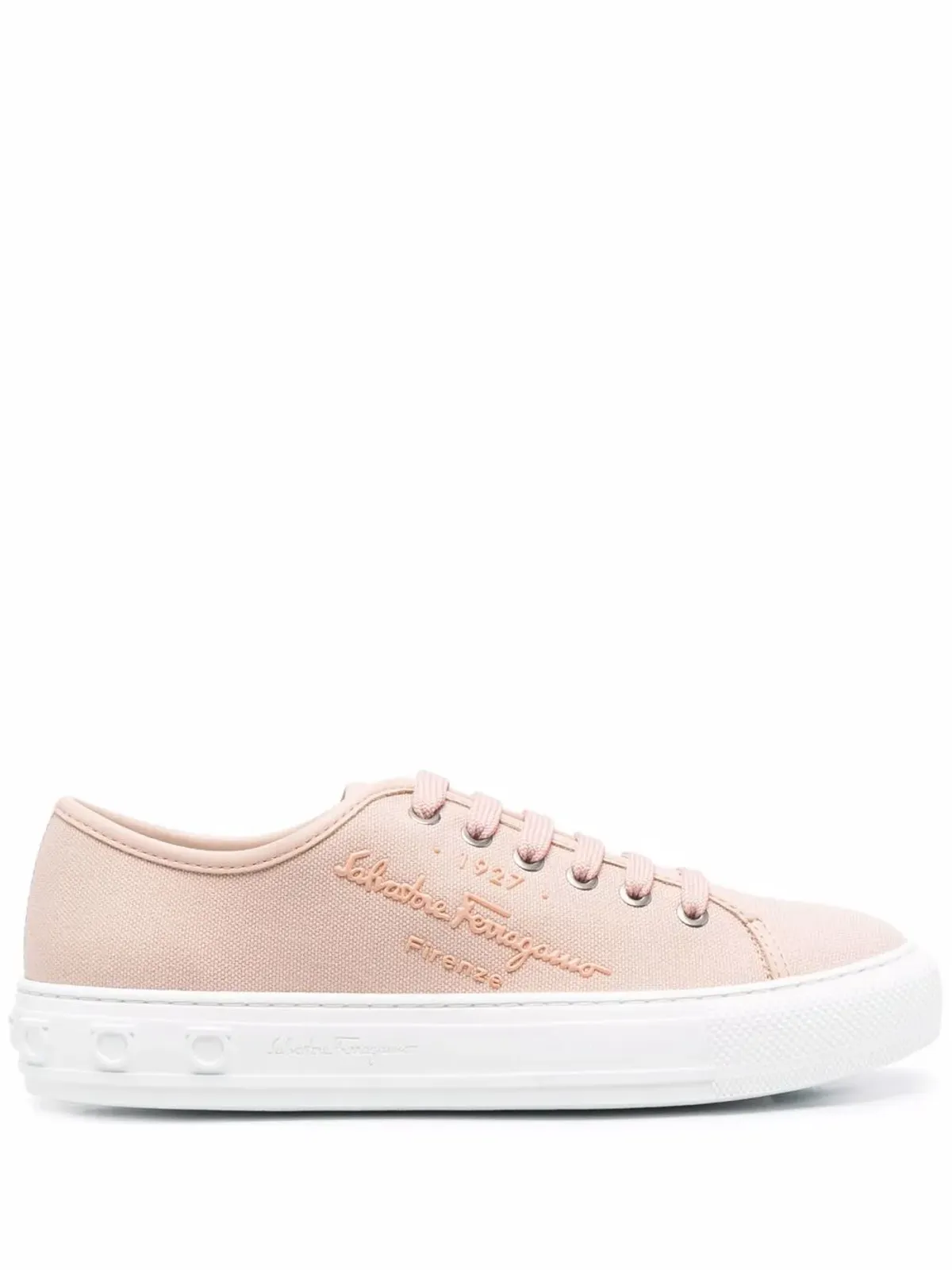 Ferragamo ロゴエンボス ローカットスニーカー ピンク - 画像1