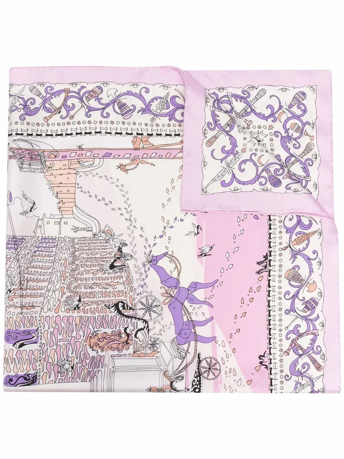 Ferragamo Palazzo graphic-print silk scarf - Pink - 画像1