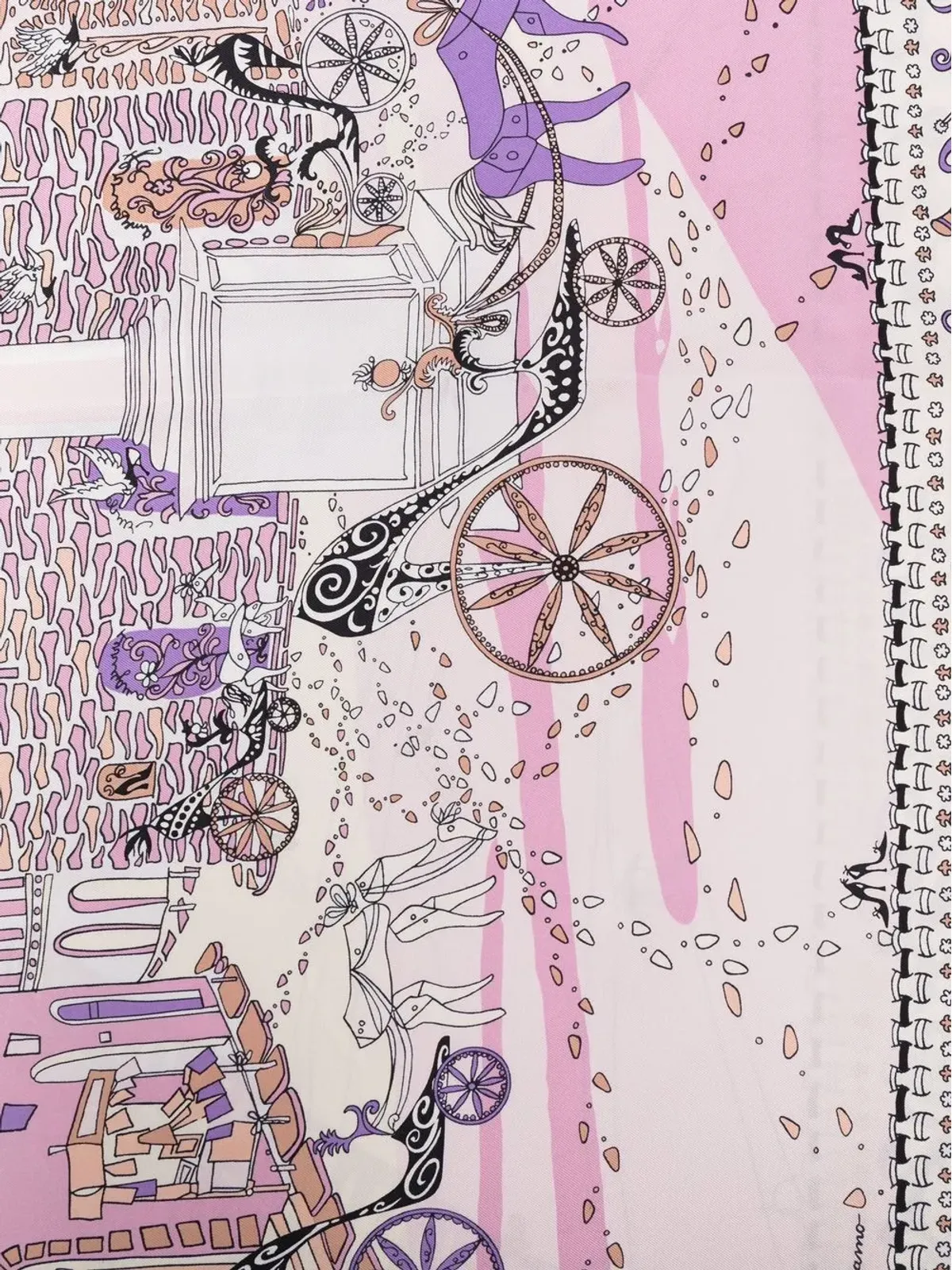 Ferragamo Palazzo graphic-print silk scarf - Pink - 画像3