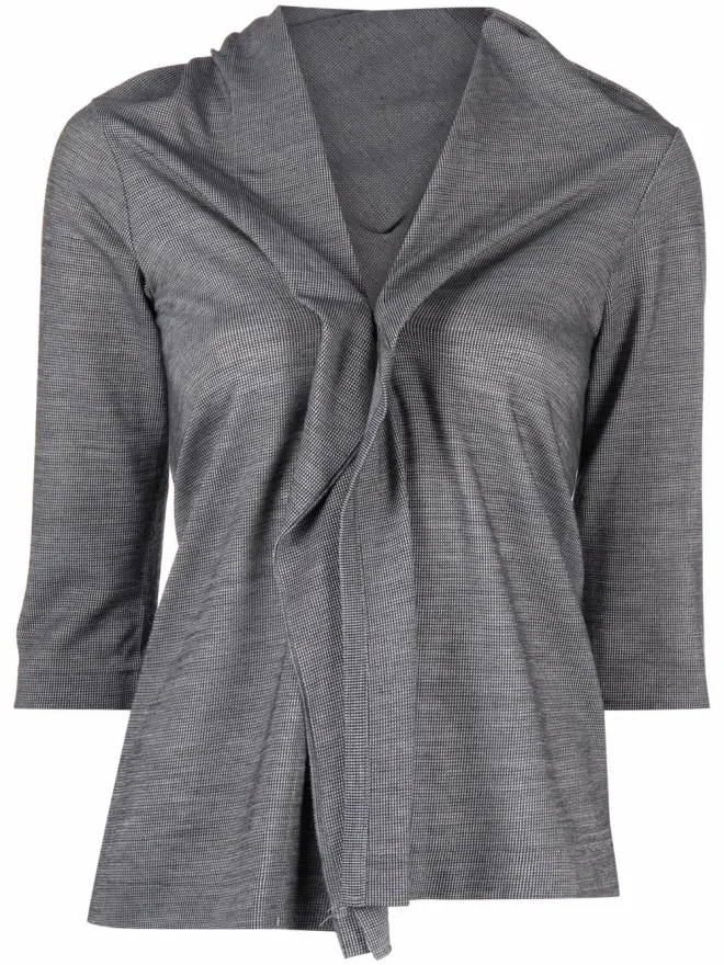 Yohji Yamamoto Pre-Owned Yohji Yamamoto Pre-Owned ギャザー入りVネックシャツの商品画像