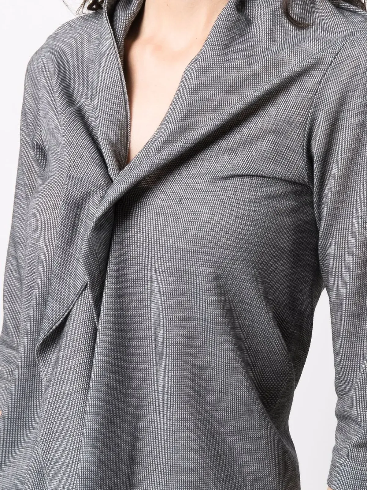 Yohji Yamamoto Pre-Owned ギャザー入りVネックシャツ - 画像5