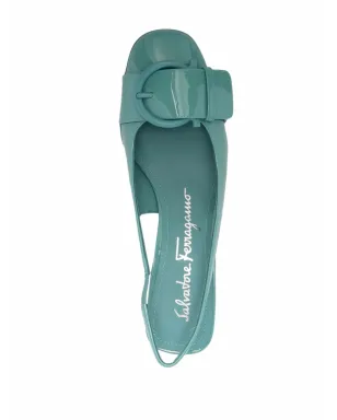 Ferragamo バックルディテールスリングバックパンプス - Blue - サムネイル4