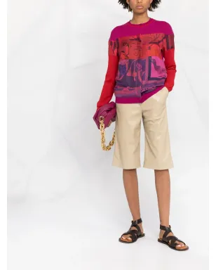 Ferragamo ヘリテージプリント・パネルデザイン カーディガン ピンク - サムネイル2