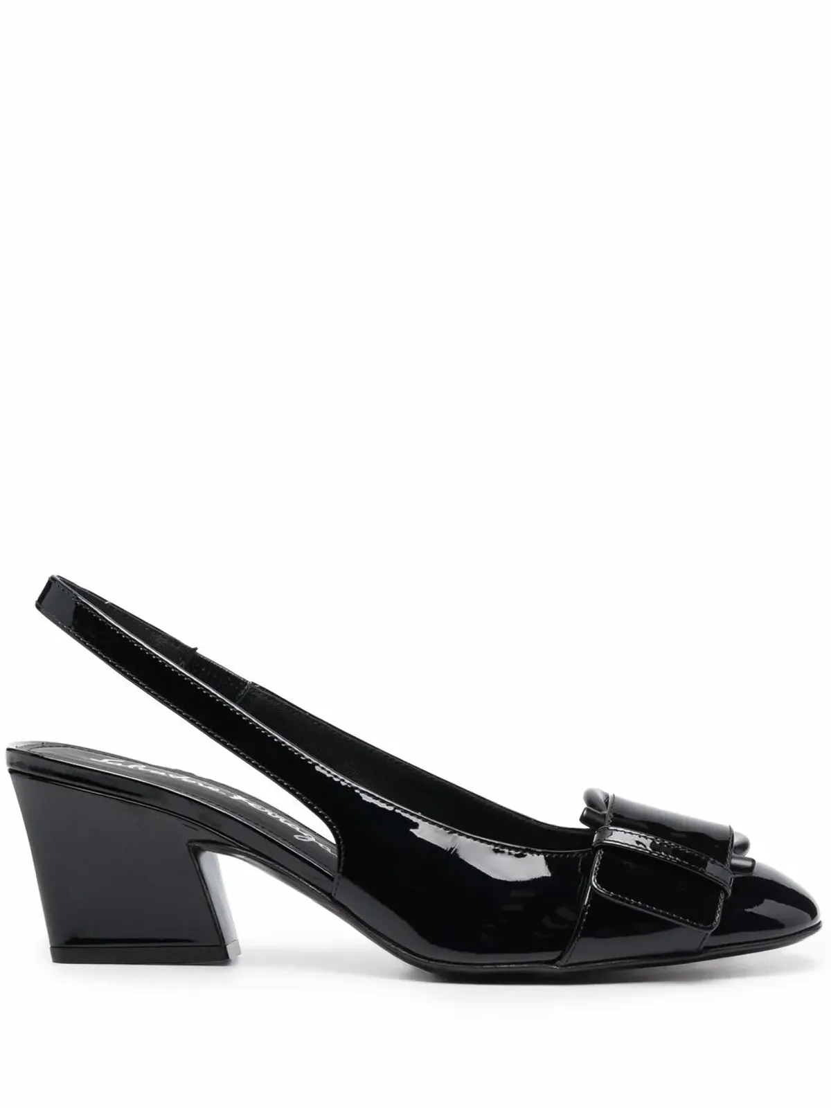 Ferragamo ブリゲット パテントレザー スリングバックパンプス ブラック - 画像1