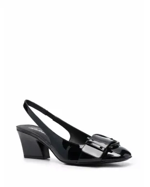 Ferragamo ブリゲット パテントレザー スリングバックパンプス ブラック - サムネイル2
