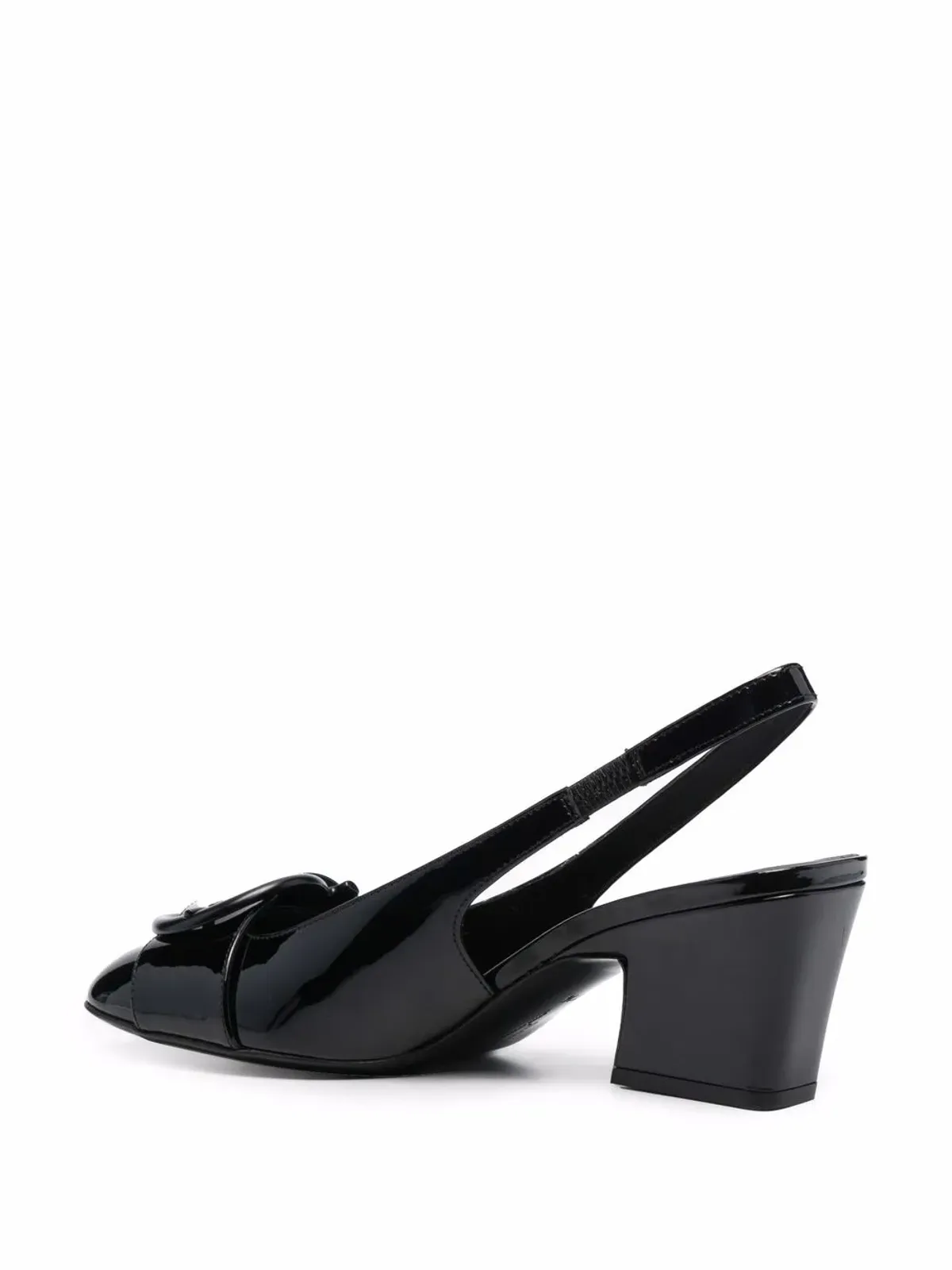 Ferragamo ブリゲット パテントレザー スリングバックパンプス ブラック - 画像3