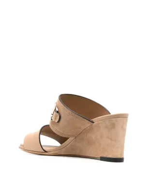 Ferragamo Chaim suede wedge mules - Neutrals - サムネイル3