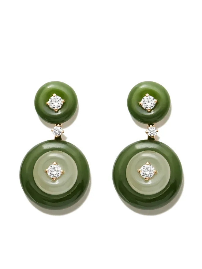 Fernando Jorge Fernando Jorge 18K イエローゴールド ジェイドとダイヤモンドのドロップイヤリングの商品画像