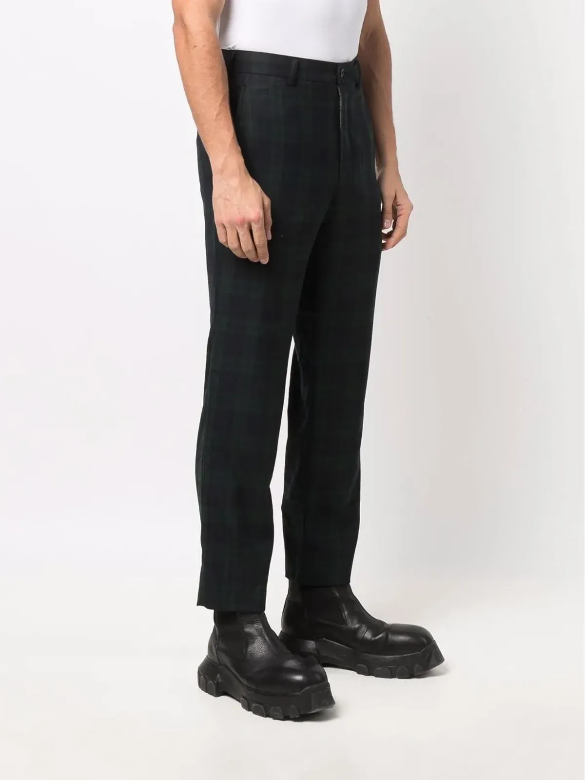 Black Comme Des Garçons チェックプリント テーラードパンツ - 画像3