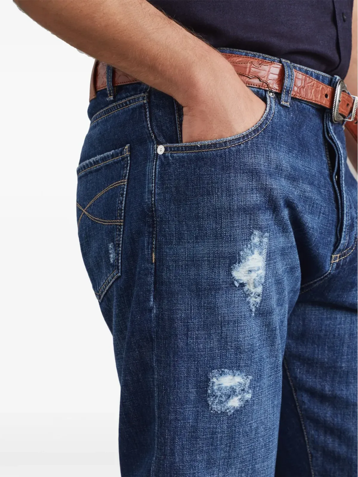Brunello Cucinelli デニムパンツ（ストレートジーンズ・ダメージ加工） - 画像5