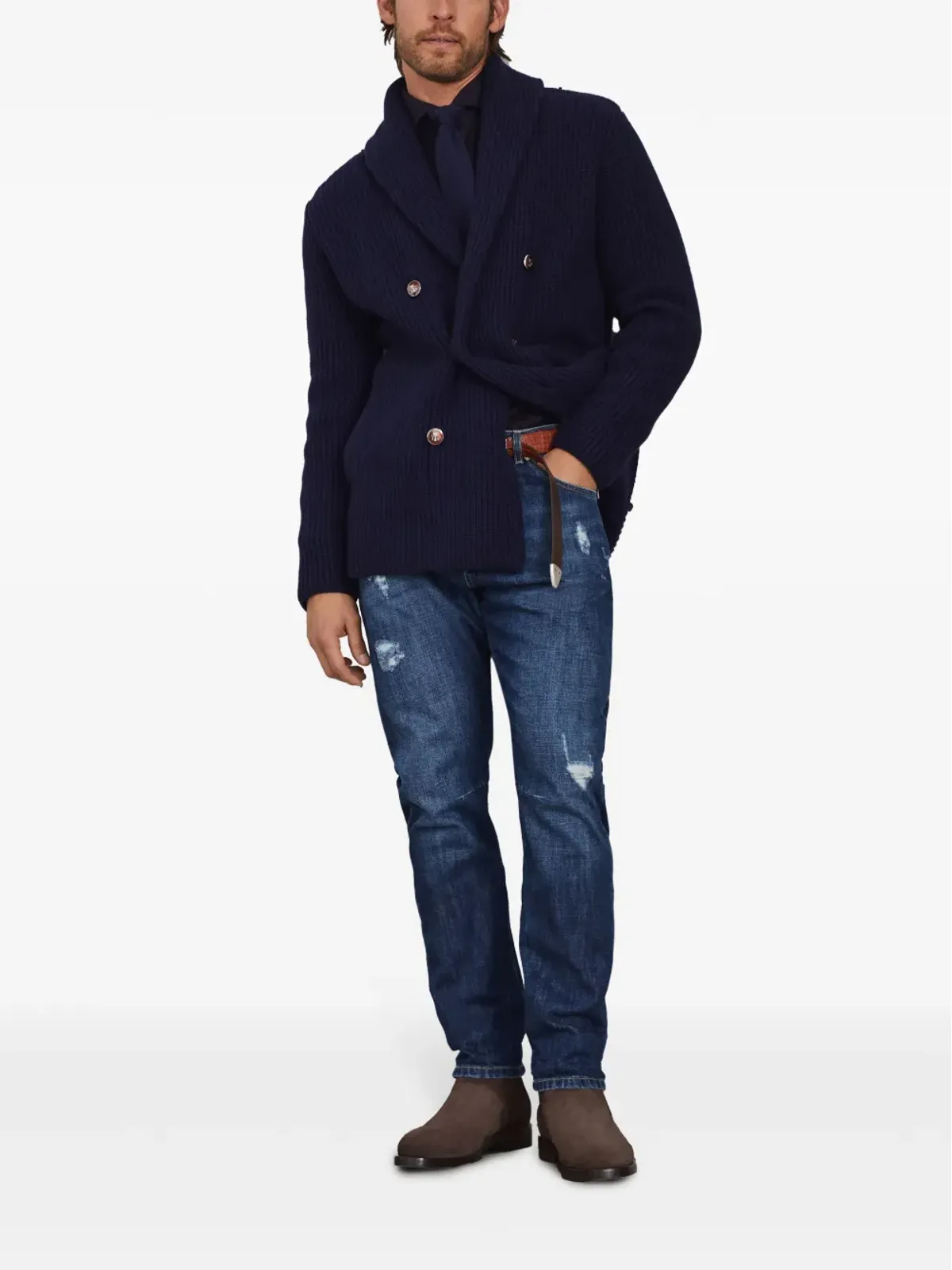 Brunello Cucinelli デニムパンツ（ストレートジーンズ・ダメージ加工） - 画像2