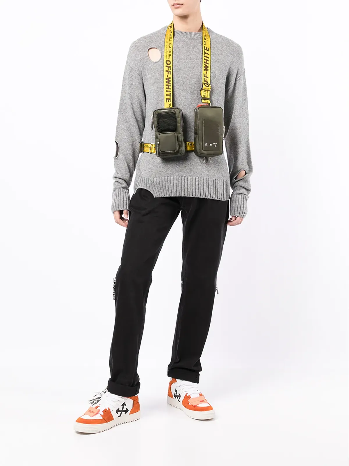 Off-White ダブルポーチ インダストリアルストラップ バッグ グリーン - 画像2