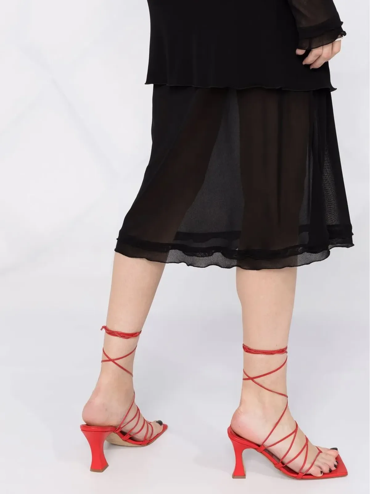 Ferragamo シアーパネル・ドレープミディドレス - 画像5