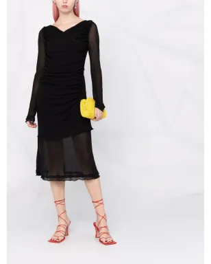 Ferragamo シアーパネル・ドレープミディドレス - サムネイル2
