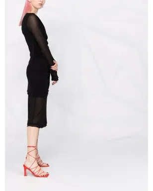 Ferragamo シアーパネル・ドレープミディドレス - サムネイル4