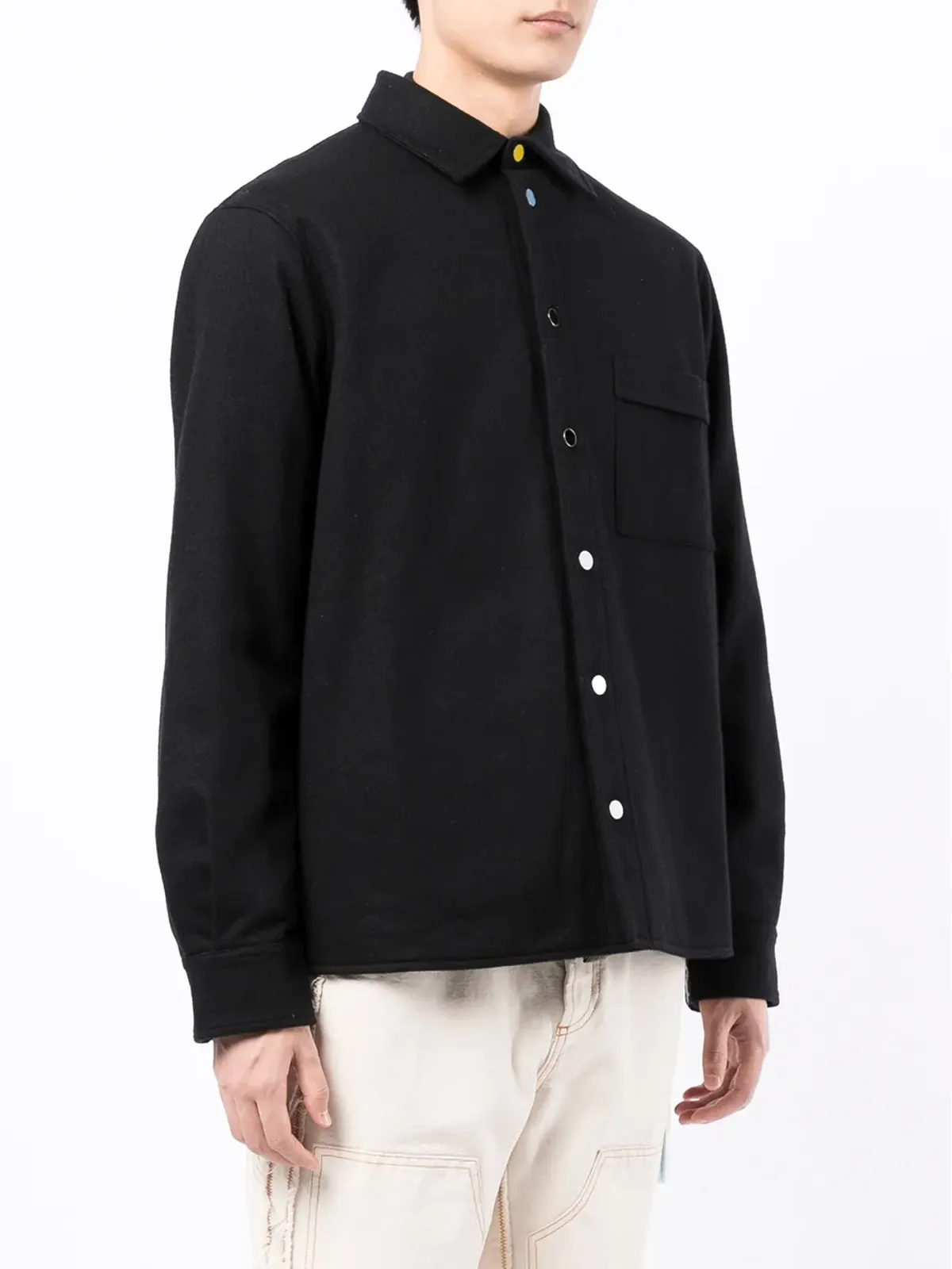 Off-White ブラックの長袖シャツジャケット - 画像4