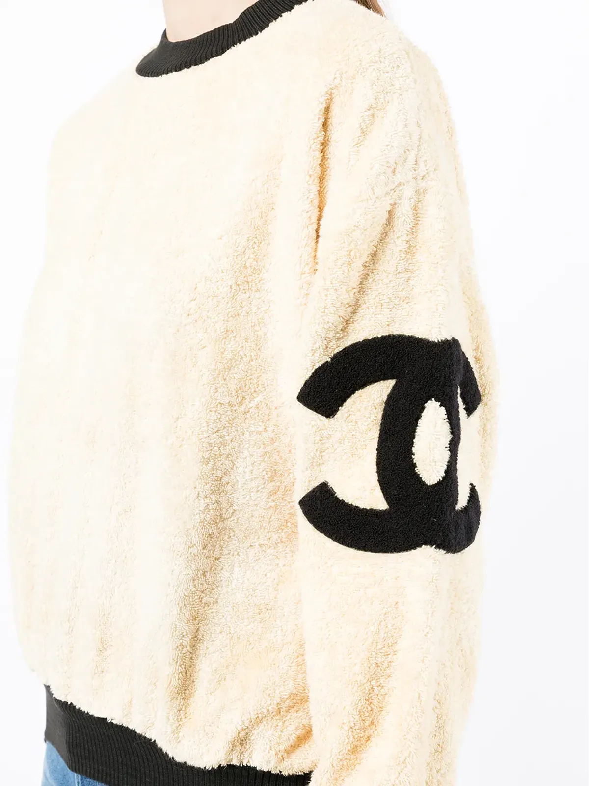 CHANEL ビンテージ 1990年代 インターロッキング CC タオル地ジャンパー ブラウン - 画像5
