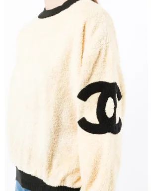 CHANEL ビンテージ 1990年代 インターロッキング CC タオル地ジャンパー ブラウン - サムネイル5