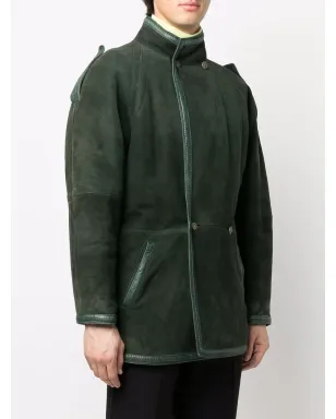 Versace Pre-Owned 1980年代 ダブルブレスト シアリングコート（グリーン） - サムネイル3