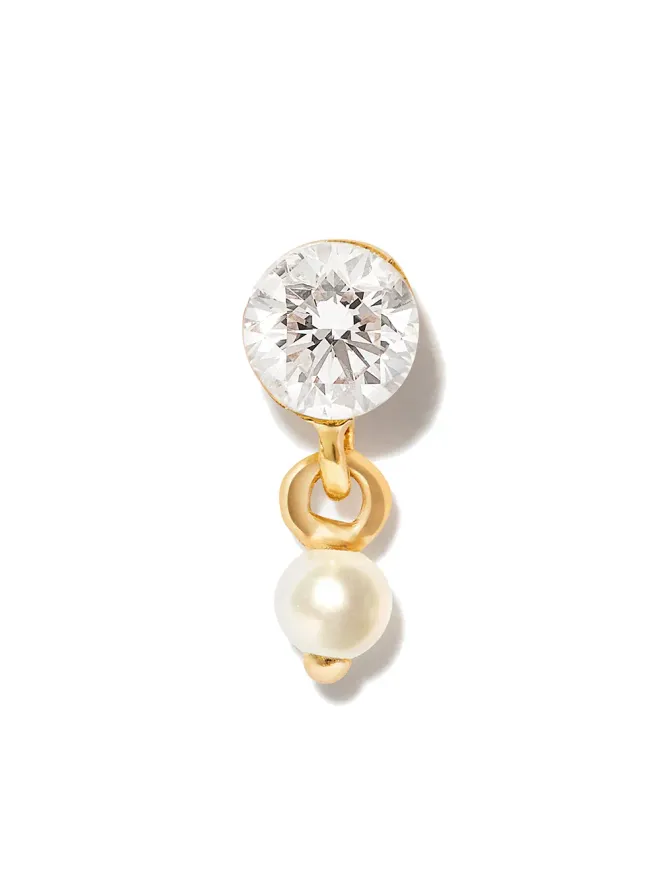 MARIA TASH MARIA TASH 18K イエローゴールド ダイヤモンド＆パール スタッドピアスの商品画像