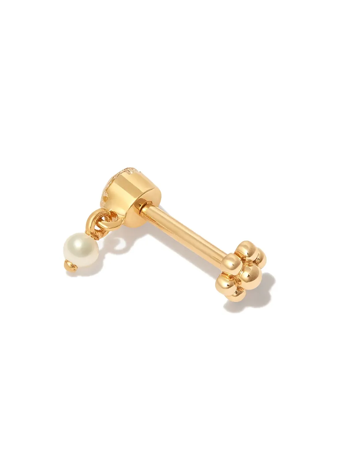 MARIA TASH 18K イエローゴールド ダイヤモンド＆パール スタッドピアス - 画像2