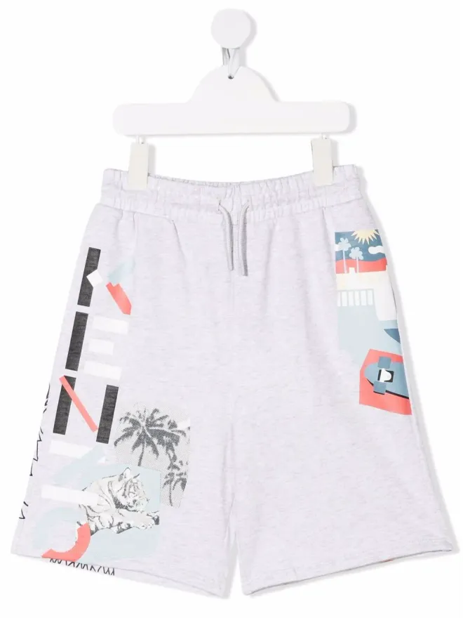 Kenzo Kids Kenzo Kids タイガーヘッドモチーフショーツ - グレーの商品画像