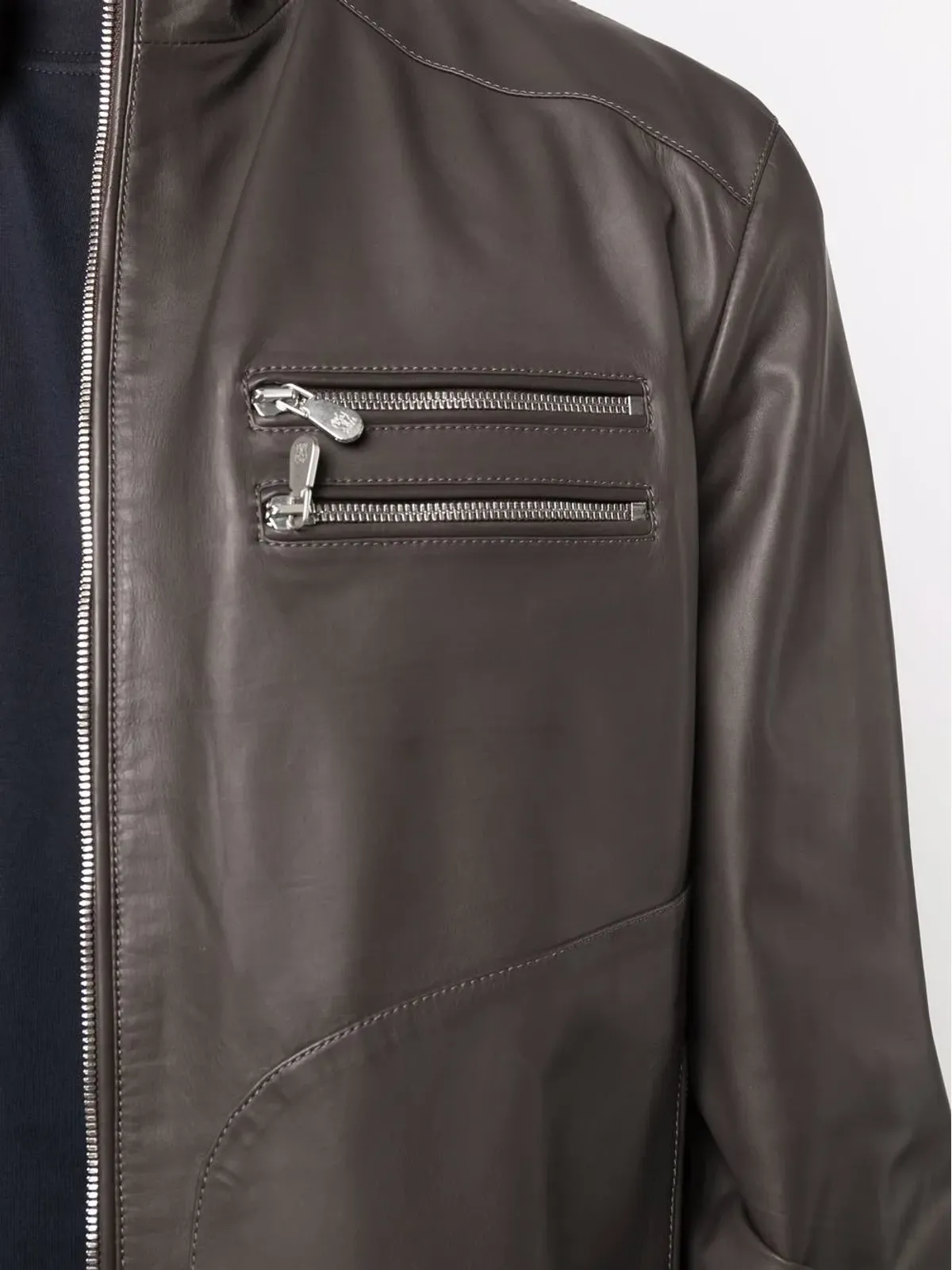 Brunello Cucinelli ジップアップレザージャケット - 画像5