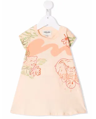 Kenzo Kids マルチアイコンプリントドレス - オレンジ - サムネイル1
