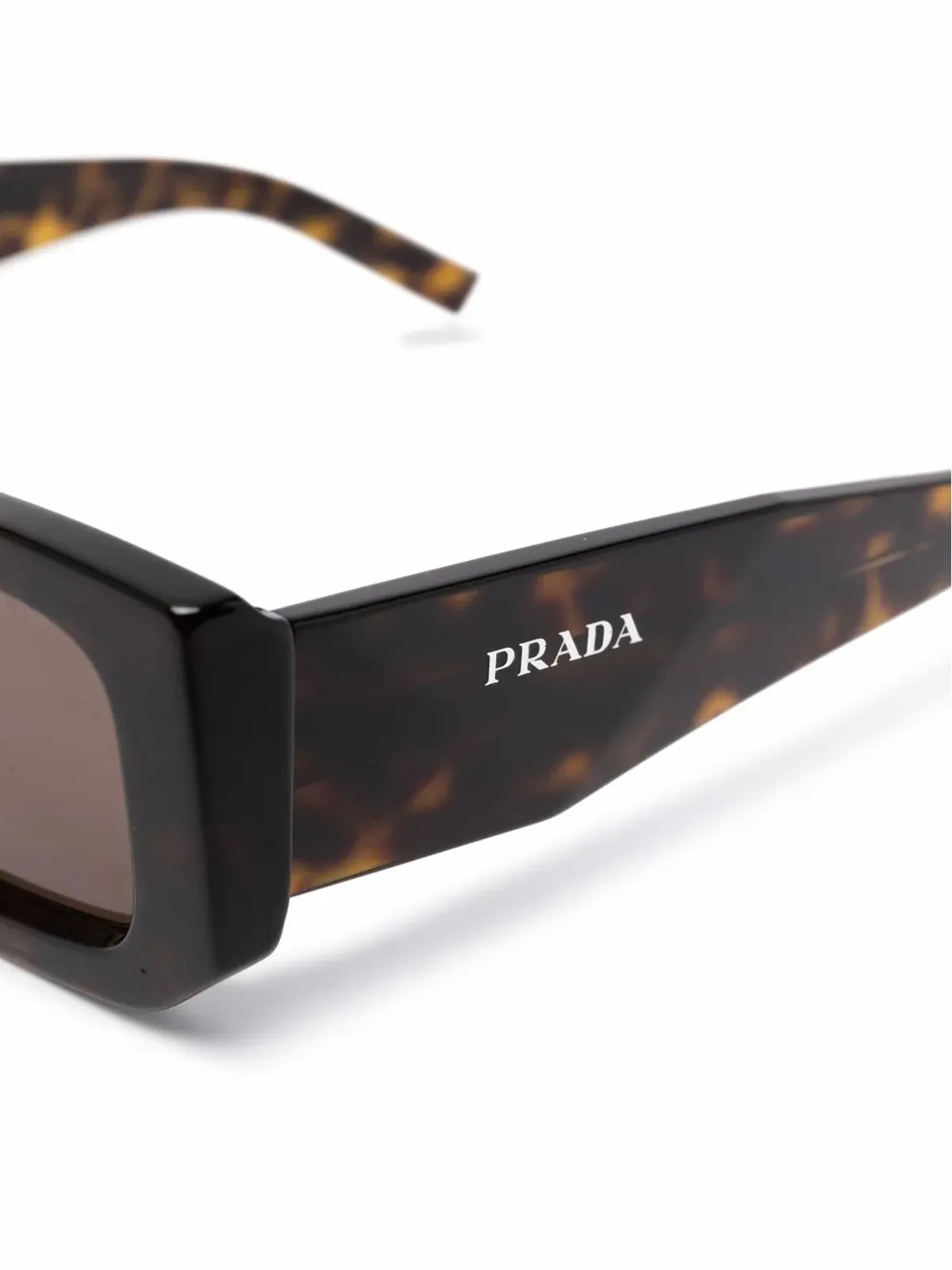 Prada Eyewear スクエアフレームべっ甲調サングラス - ブラウン - 画像3